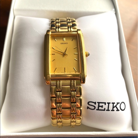seiko gold square mens watch